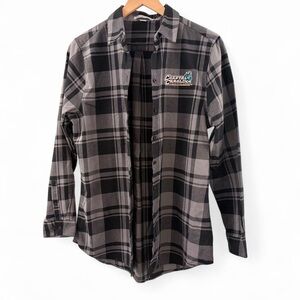 Coastal Carolina Port Authority Black and Gray Plaid Flannel Medium